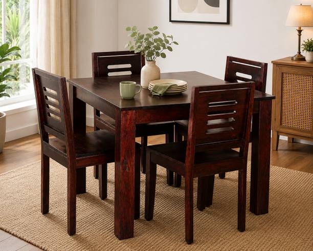 Rozwood Arts Classic Solid Wood Dining Collection Solid Wood 4 Seater Dining Set