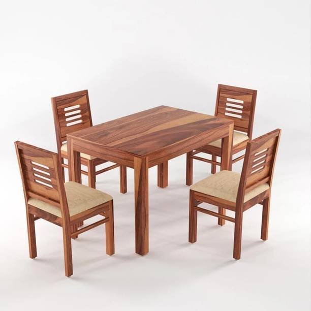 DITHA Furniture Solid Sheesham Wood Four Seater Dining Table Set For Dining Room. Solid Wood 4 Seater Dining Set