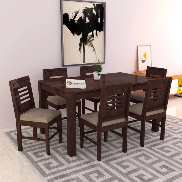 Kendalwood Furniture Premium Dining Room Furniture Wooden Dining Table with 6 Chairs Solid Wood 6 Seater Dining Set