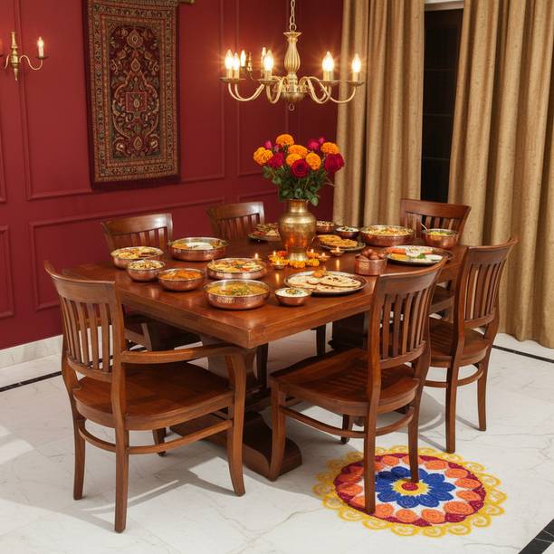 APRODZ Sheesham Wood Honolulu 6 Seater Dining Table Set for Home Solid Wood 6 Seater Dining Set