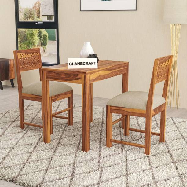 CLANECRAFT Solid Sheesham Wood Two Seater Dining Set For Dining Room/ Hotel | Solid Wood 2 Seater Dining Set
