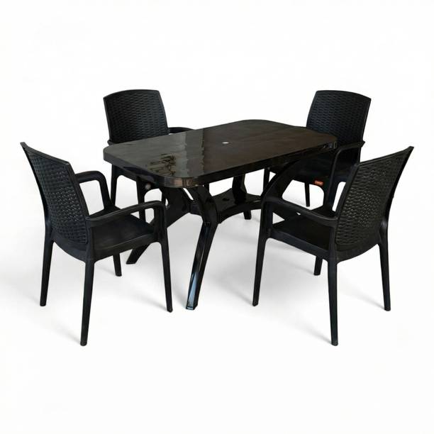 TrendyLivings Premium Outdoor & Indoor Dining Set Dining Table with 4 Arm Chairs Plastic 4 Seater Dining Set
