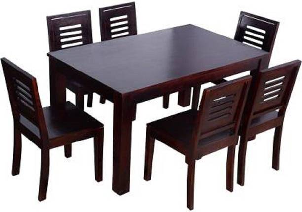 MAHIMART AND HANDICRAFTS Sheesham Wood Wooden Dining Table with 6 Chairs | Home and Living Room | Walnut Finish Solid Wood 6 Seater Dining Set