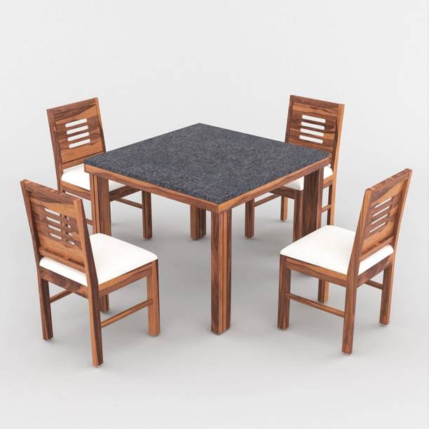 Flipkart Perfect Homes Sheesham Wood Marble Finish Table Top Dining set Solid Wood 4 Seater Dining Set