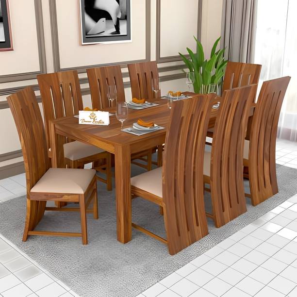 Douceur Furnitures Solid Sheesham Wood 8 Seater Dining Set For Dining Room / Restaurant. Solid Wood 8 Seater Dining Set