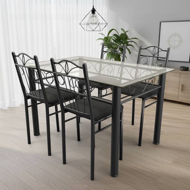 P&B Home Belmont Indoor & Outdoor for Dining Room and Living Room | 1 Year Warranty | Metal 4 Seater Dining Set