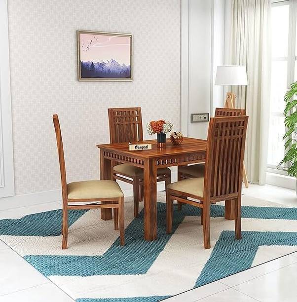 Ganpati Arts Sheesham Wood Dining Set/Wooden 4 Seater Dining Set For Home Solid Wood 4 Seater Dining Set