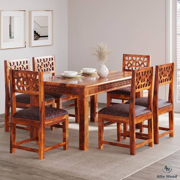 Allie Wood Rosewood (Sheesham) Solid Wood 6 Seater Dining Set