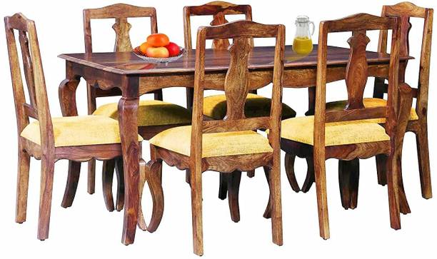 APRODZ Solid Wood 6 Seater Dining Set