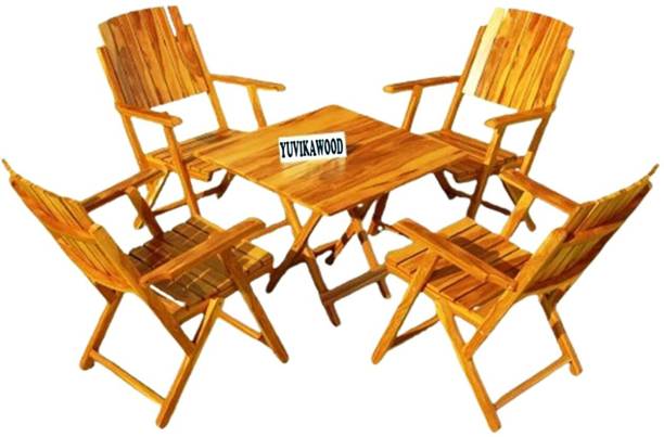 YUVIKAWOOD Solid Wood Portable Foldable 4 Seater Dining Table For Dining Room Solid Wood 4 Seater Dining Set