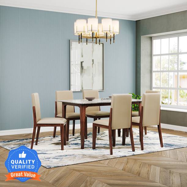 DecorNation Italiana Solid Wood 6 Seater Dining Set