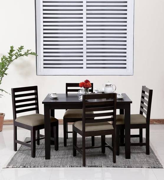 LOONART Solid Wood Four Seater Dining Set For Dining Room / Restaurant Solid Wood 4 Seater Dining Set