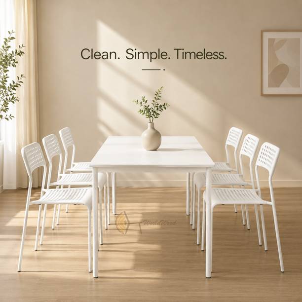 Worldwood Indoor Dining Room & Living Room Metal 6 Seater Dining Set