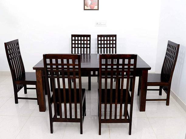 TRUE FURNITURE Rosewood ( Sheesham ) Solid Wood 6 Seater Dining Set