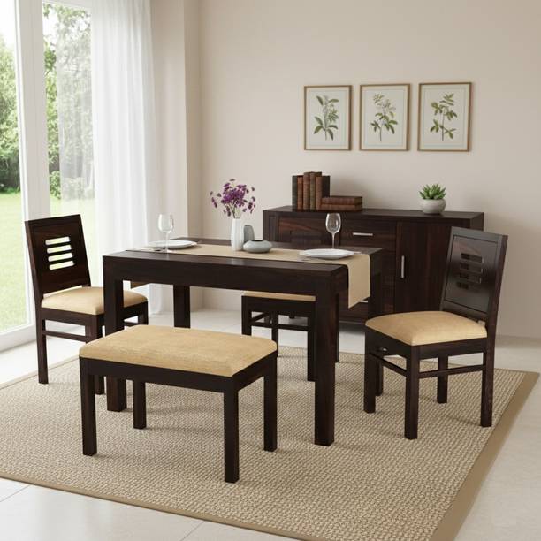 DITHA Solid Wood Dining Set| Wooden Table Chair Set|4 Seater Dining| Dining Table Set| Solid Wood 4 Seater Dining Set