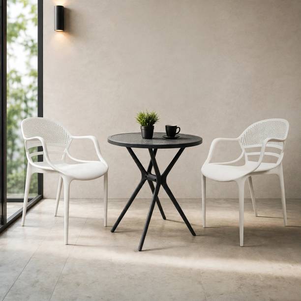 Diya Bingo Round and Sunset Dining Table Set for Home Garden Cafeteria Restaurant Plastic 2 Seater Dining Set