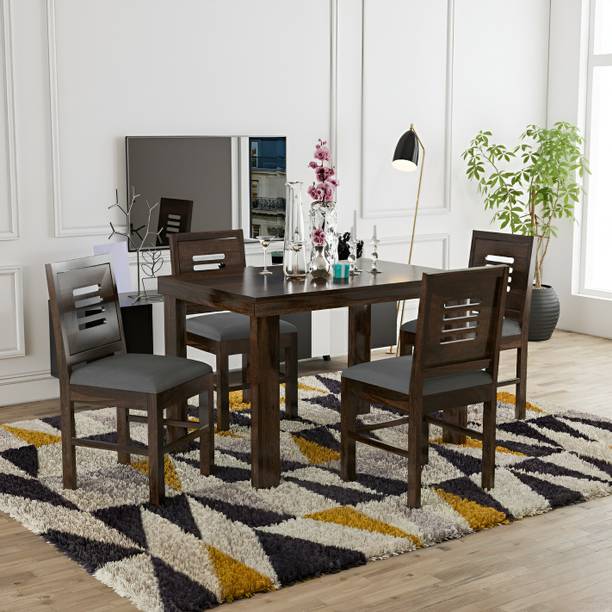 Shree Jeen Mata Enterprises Sheesham Wood 4 Seater Dining| Wooden Table Chair Set| Living Room Dining Set | Solid Wood 4 Seater Dining Set