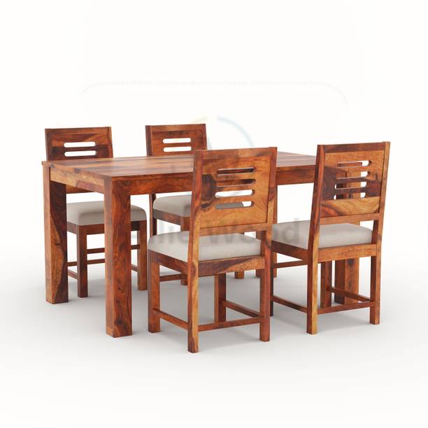 Allie Wood Rosewood (Sheesham) Solid Wood 4 Seater Dining Set