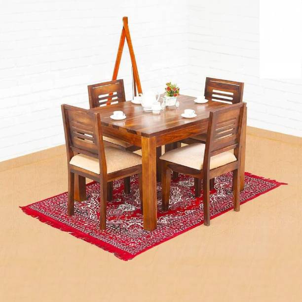 Douceur Furnitures Solid Wood Sheesham Wood 4 Seater Dining Set For Dining Room / Restaurant Solid Wood 4 Seater Dining Set