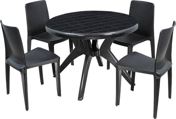 swagath furniture 4 Seater Dining Set 1 for Home Garden Cafeteria Plastic 4 Seater Dining Set