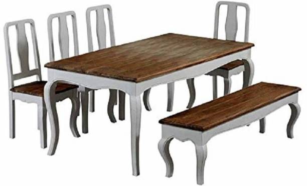 APRODZ Dining Room Wooden Table Solid Wood 6 Seater Dining Set