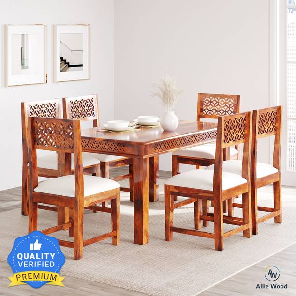 Allie Wood Rosewood (Sheesham) Solid Wood 6 Seater Dining Set
