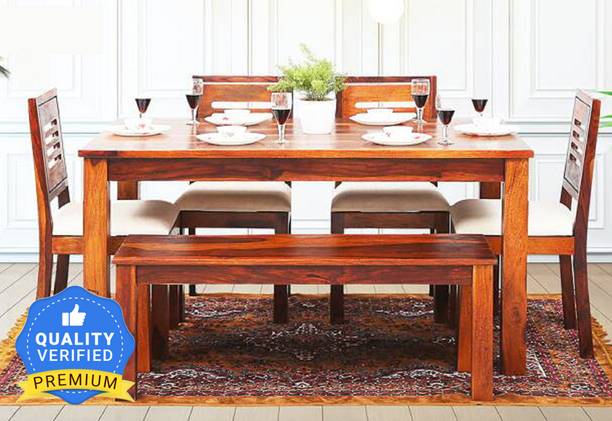 Deuba SHEESHAM WOOD Solid Wood 6 Seater Dining Set