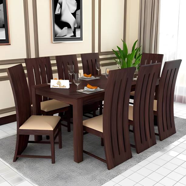 Douceur Furnitures Solid Sheesham Wood 8 Seater Dining Set For Dining Room / Restaurant. Solid Wood 8 Seater Dining Set