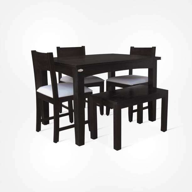 Wudniture Solid Sheesham Wood Four Seater Dining Set For Dining Room/ Kitchen | Solid Wood 3 Seater Dining Set