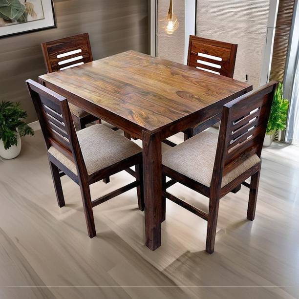 Custom Decor Solid Wood 4 Seater Dining Set