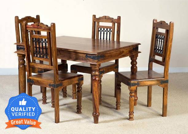 LOONART Solid Wood For Dining Room / Restaurant Solid Wood 4 Seater Dining Set
