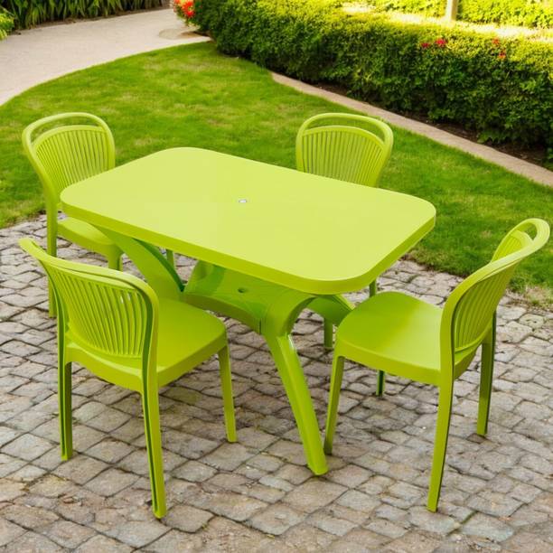 TrendyLivings Strong and Durable 4 Seater Dining Table Set for Home Garden Cafeteria Plastic 4 Seater Dining Set