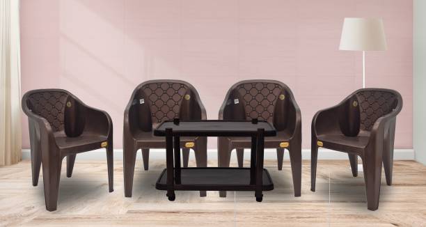 Anmol moulded Star 3D set of 4 chairs and 1 table ( weight bearing capacity 150kg) Plastic 4 Seater Dining Set