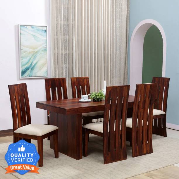Kendalwood Furniture Premium Dining Room Furniture Wooden Dining Table with 6 Chairs Solid Wood 6 Seater Dining Set