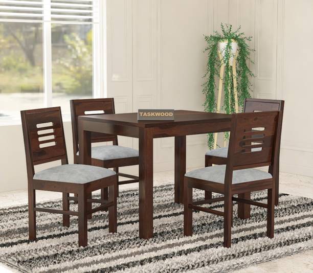 Taskwood Furniture Solid Sheesham Wood Four Seater Dining Set For Dining Room / Restaurant. Solid Wood 4 Seater Dining Set