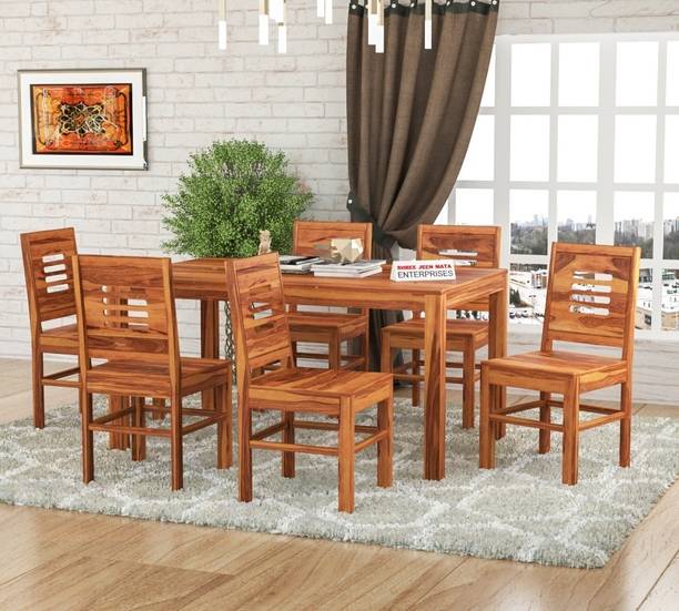 Shree Jeen Mata Enterprises SJME Solid Sheesham Wood Four Seater Dining Set For Dining Room , Restaurant Solid Wood 6 Seater Dining Set