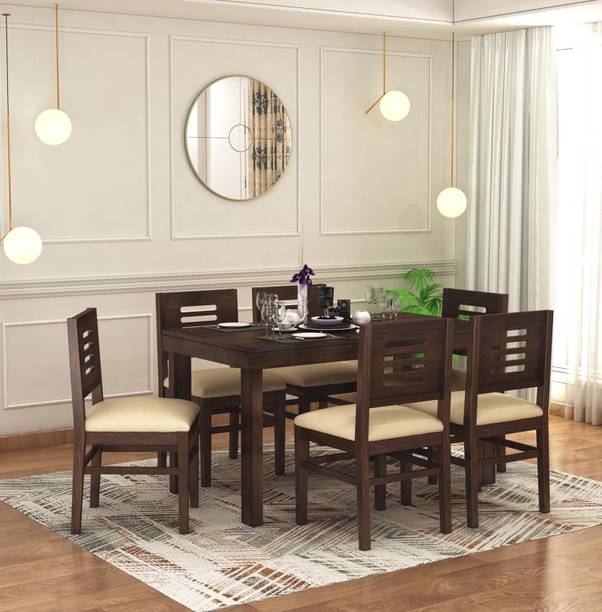 TRUSTCRAFT Premium Dining Table 6 Seater | Wooden Dining Table Set for Home & Dining Room Solid Wood 6 Seater Dining Set