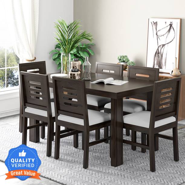 Modway Solid Sheesham with Cushion Chairs Solid Wood 6 Seater Dining Set