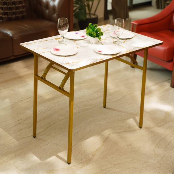 Kiara Quality First Multi-Purpose Portable & Foldable Wooden Computer Table with Metallic Golden Leg Solid Wood 1 Seater Dining Table