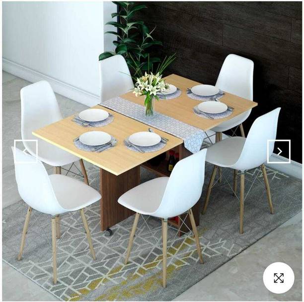 FUNLOOF 6 Seater Dining Table Engineered Wood 1 Seater Dining Table