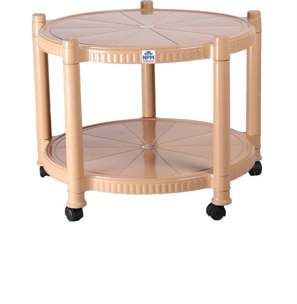 NPM NATIONAL ORBIT Round Storage Trolley Table with Wheels for Kitchen, Dining, Living Room Plastic 4 Seater Dining Table