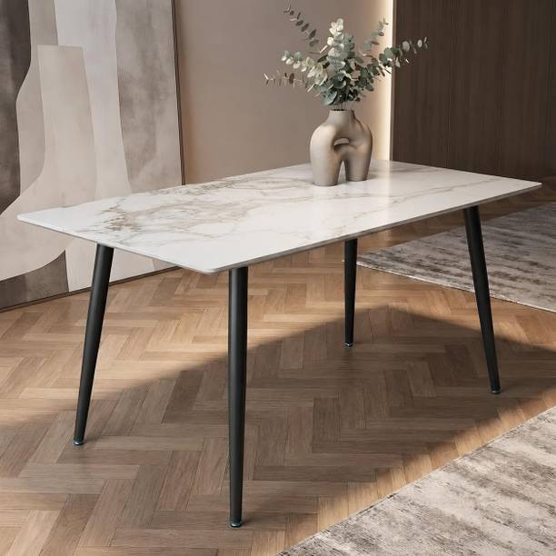 Furniva Italiana 10mm Ultra-Slim | 140 x 80cm Faux Marble | Mohs 6+ Scratch-Resistant | Stone 6 Seater Dining Table