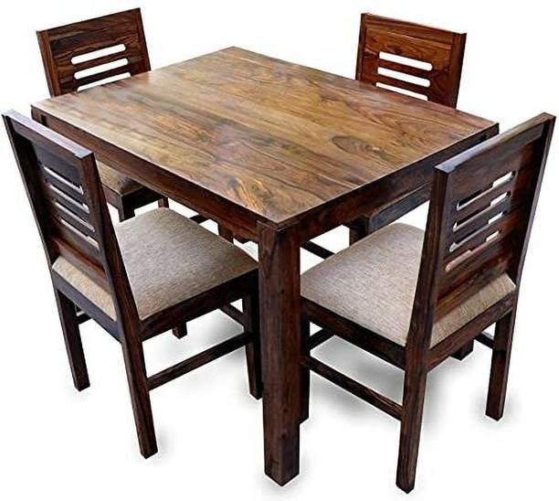 Utkarsh Solid Sheesham Wood 4 Seater Dining Set For Dining Room / Kitchen /Hotel Fabric 4 Seater Dining Table