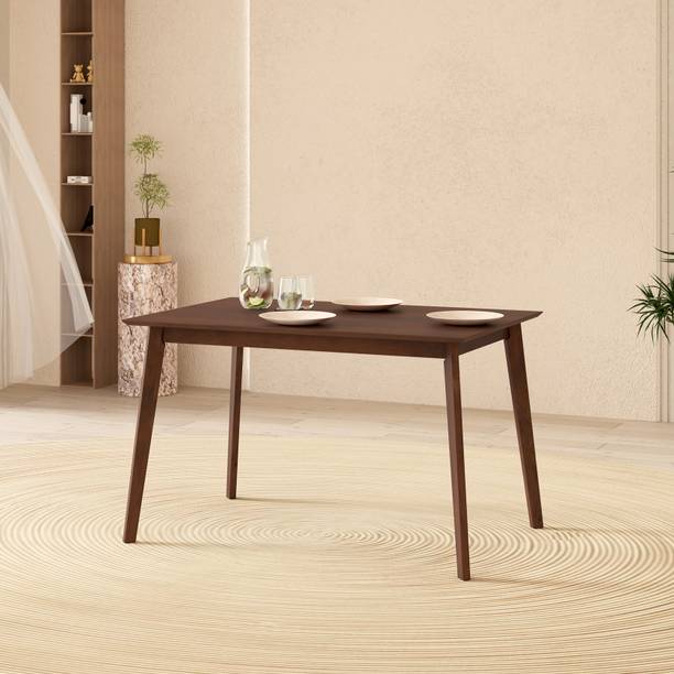 Wakeup India Ducasse Dinning Table Walnut Dinner Table Mangowood Solid Wood 4 Seater Dining Table