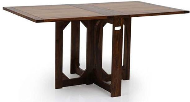 WOODSTAGE Solid Wood Folding Dining Table for Dining Room Solid Wood 4 Seater Dining Table