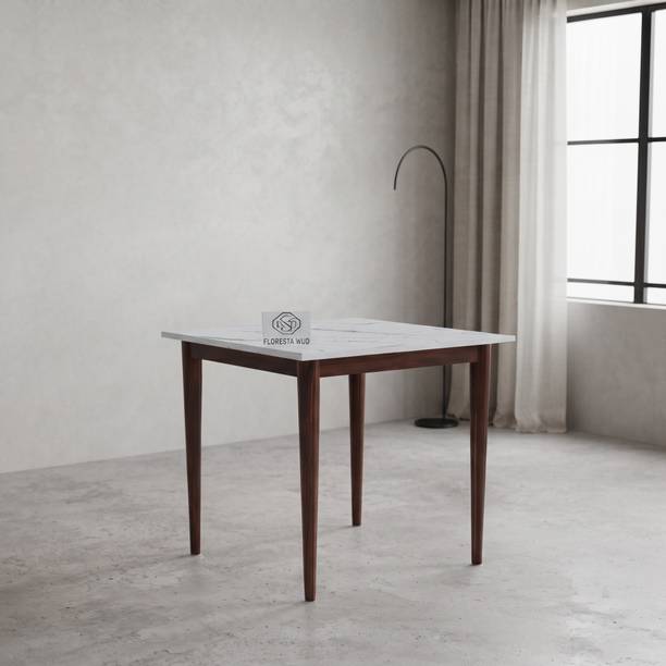 Floresta Wud Kalon Marble Solid Wood 4 Seater Dining Table With Engineer Wood Table Top || Solid Wood 4 Seater Dining Table