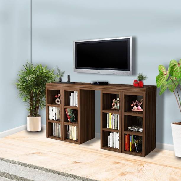 FUNLOOF Space-Saving-All-in-One-TV-Unit-Work-Desk-Book-Shelf-Dining-Table Engineered Wood 6 Seater Dining Table