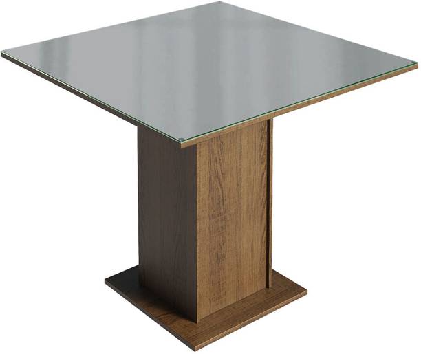 Madesa Square Dining Table Glass Engineered Wood 4 Seater Dining Table