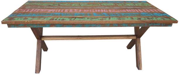 Shree Girnar INC Clapton 6 seater Mango solid wood old finish Dining table Solid Wood 6 Seater Dining Table