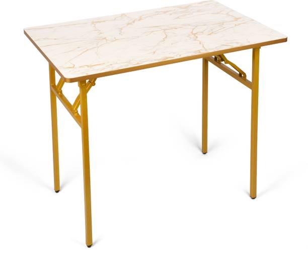 Kiara Qualit First Multi-Purpose Portable & Foldable Wooden Computer Table with Metallic Golden Leg Engineered Wood 1 Seater Dining Table